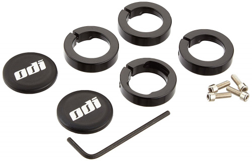 Грипстопы алюм, 4 чёрных кольца и 2 колпачка, лого ODI, инд уп. для велосипеда