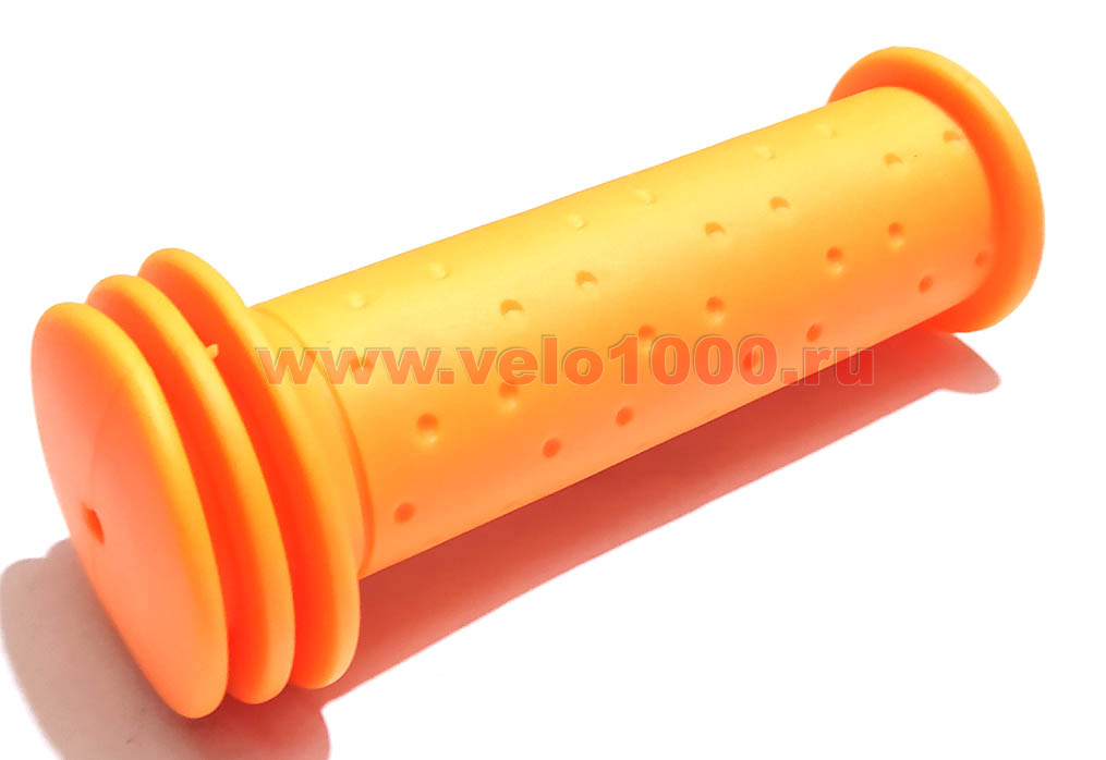 Грипсы детские 102мм резиновые оранжевые с защитным ø41мм тройным фланцем, без уп.