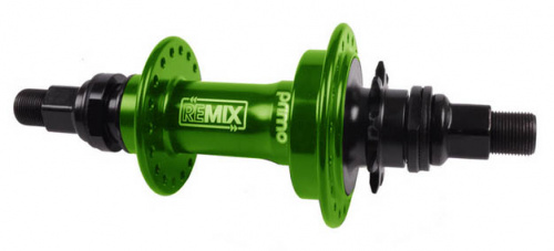 Втулка задняя "Re-Mix", кассетная, драйвер 8Т, 36 отв, зеленая, промп, ось cr-mo ø14мм полая, 485г. для велосипедов