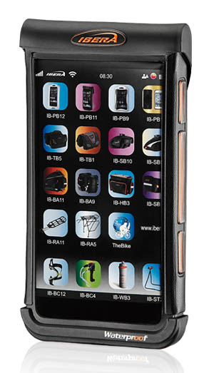Чехол на руль для телефона с экраном 4"-5", черный, влагостойкий, с мини-рулем для фары, компьютера.