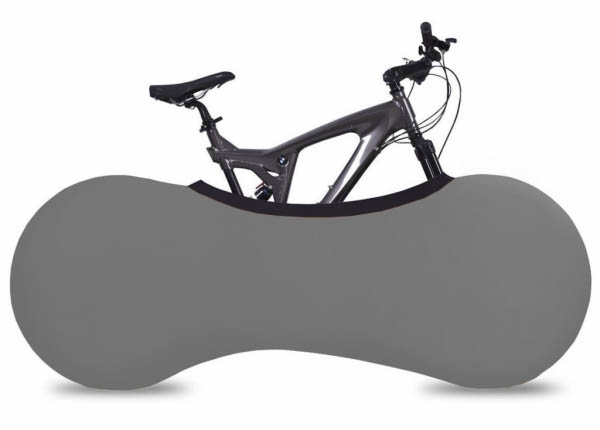 Чехол “велоносок”, укрывает колеса неразобранного велосипеда, серый.