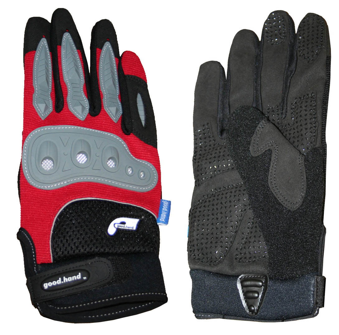 Перчатки полные, L, красные: верх-эластан с защитными накладками, ладонь-микрофибра с силиконом. 