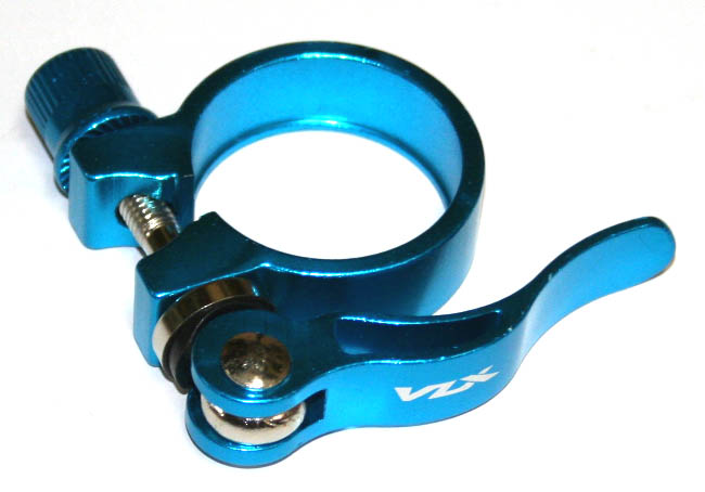 Хомут подседельный Ø31.8мм, синий, с эксцентриком, VLX лого.