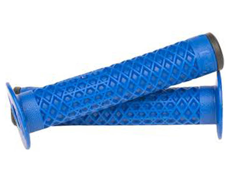 Грипсы 143мм, ярко-синие, с фланцем, с пластик грипстопами.