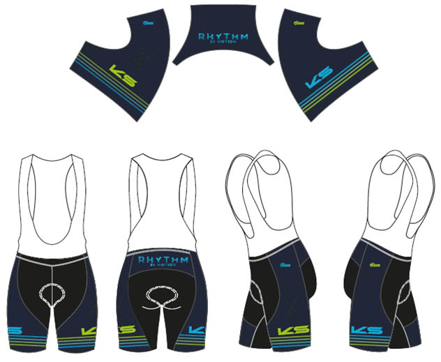 Велошорты Kind Shock унисекс, с лямками, памперсами, чёрно-синие, нейлон-спандекс, размер S, лого KS