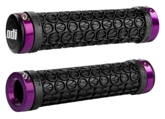 Грипсы 130мм, чёрные с 2 фиолетовыми алюм lock-on.