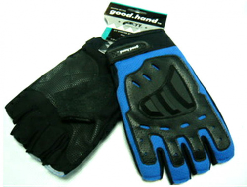 Перчатки с укороченными пальцами, размер S, синие, с защитными накладками.  для велосипеда