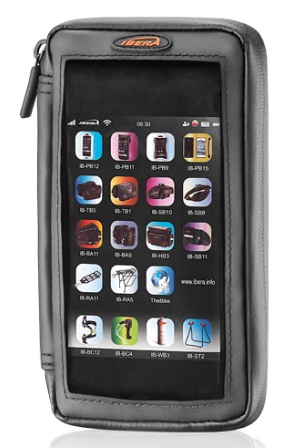 Чехол на руль для телефона с экраном 4"-5", черный, отделение портмоне, с мини-рулем.