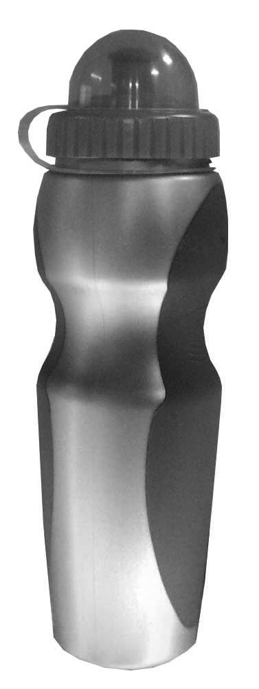 Фляга 0.75л, серебристо-черная, с защитной крышкой, кратоновые вставки.
