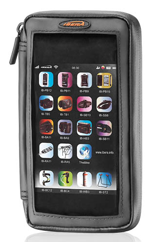 Чехол на руль для телефона с экраном 5"-5.8", черный, отделение портмоне, с мини-рулем.