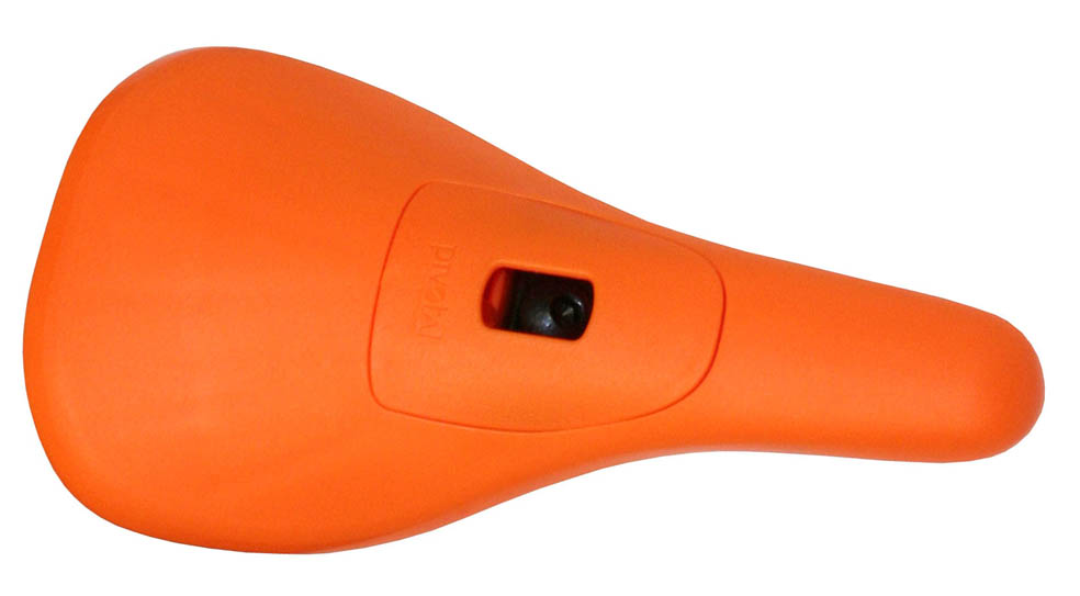 Седло PIVOTAL, 222x123мм, оранжевое, пластиковое, с лого "VELOBOX".