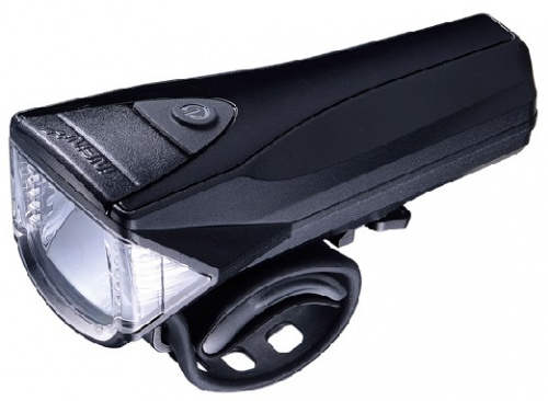 Фара передняя, 1 светодиод 3Вт, 300Лм, 5 режимов, черная, USB зарядка, цветной индикатор заряда. для велосипедов 