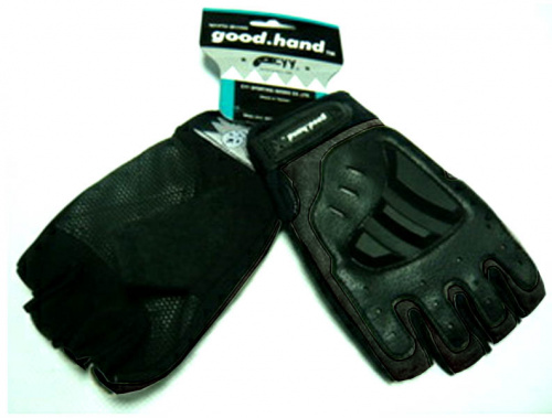 Перчатки с укороченными пальцами, размер XL, черные, с защитными накладками.  для велосипеда