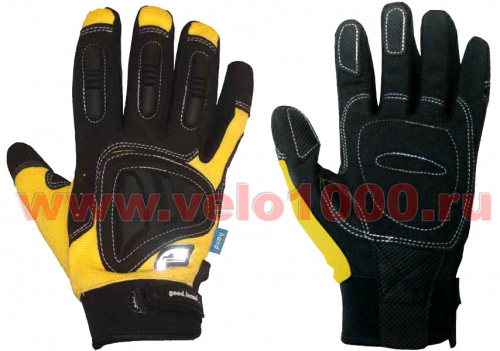 Перчатки полные, M, желтые: верх-Spandex+силикон защитные накладки, ладонь-полиуретан и гель. для велосипеда