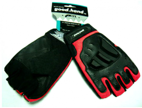 Перчатки с укороченными пальцами, размер XS, красные, с защитными накладками.  для велосипеда
