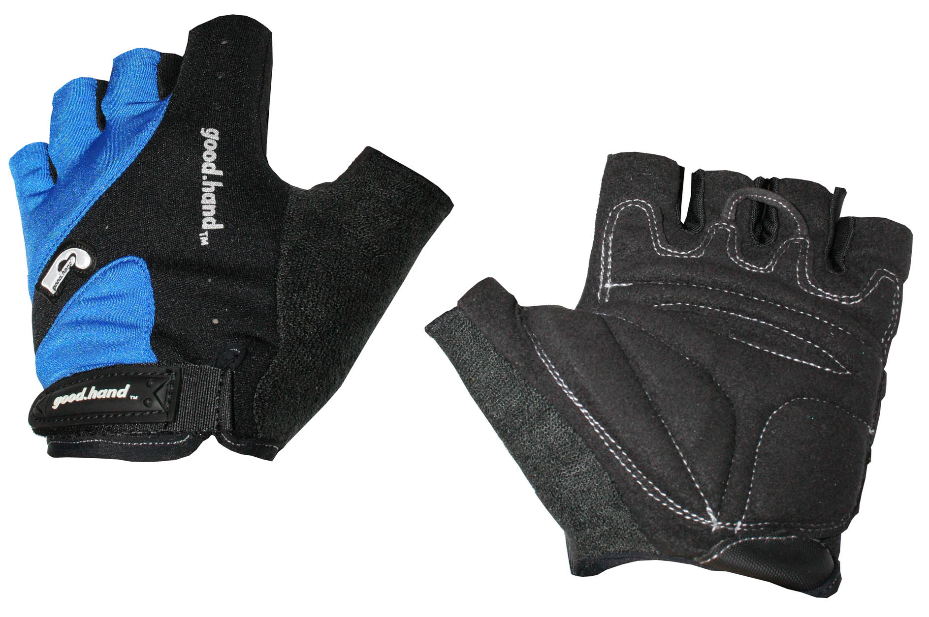 Перчатки с укороченными пальцами, S, черно-синие: верх-лайкра+неопрен, ладонь-амара+гель+ПУ.