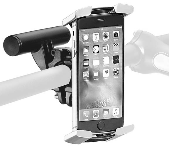 Чехол на руль для телефона с экраном 4.3"-5.8", открытый,черно-серебр,с креплением на якорь, инд уп.
