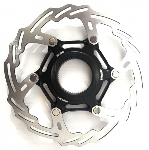 Ротор Ø140мм, нерж сталь, под centerlock, на AL7075 чёрном пауке, 96г, инд уп. для велосипеда