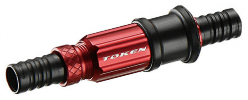 Регулятор натяжения троса переключателя - промежуточный, алюм, красный, 6.6г/пара, инд уп. для велосипеда