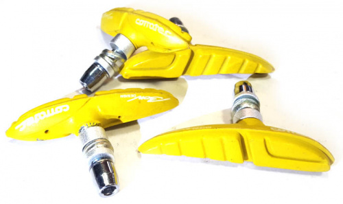 Колодки для V-brake "CORRATEC", 76мм, всепогодные, жёлтые, 2 пары в инд уп. для велосипеда