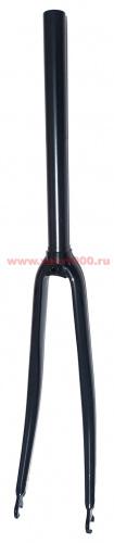 Вилка 700C, шток 1-1/8", нерезьбовая, для клещ торм, штырь и перья cr-mo, изогнутые, черная. для велосипедов