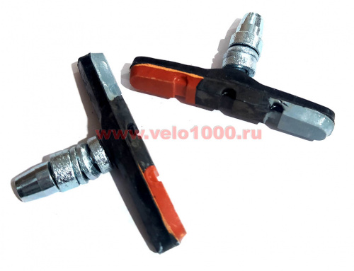 Колодки для V-brake, 70мм, чёрно-серо-оранжевые, VLX инд уп. для велосипеда