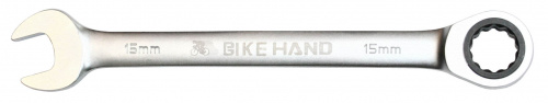 Ключ рожково-накидной 15мм, с трещёткой, Cr-V(хром-ванадий). для велосипеда