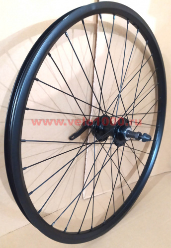 Колесо заднее 24", для ДТ, обод двойной, под трещетку 6-7 скор, с эксц, черное. для велосипеда