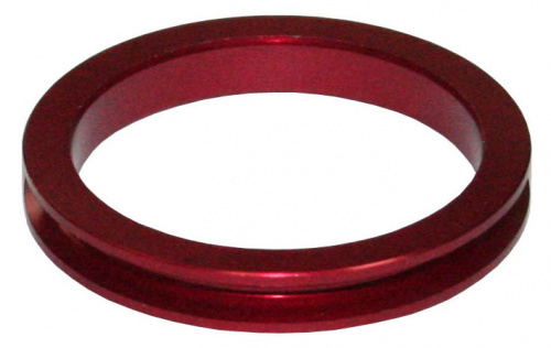 Кольцо проставочное на рулевую колонку 1-1/8", "C" профиль, 5мм, красное. для велосипеда