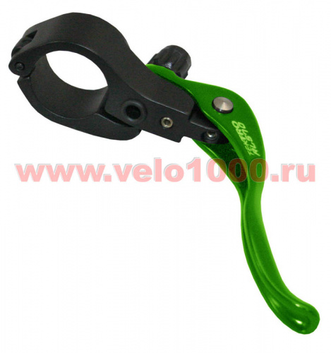 Ручки тормозные верхние для кросса, алюм, зеленые, хомут черный ø24мм, 95г. для велосипеда