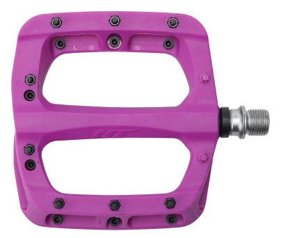 Педали NANO-нейлон, фиолетовые, 16 сменныx шипов, ось cr-mo, 2 промп+DU, 350г. для велосипеда