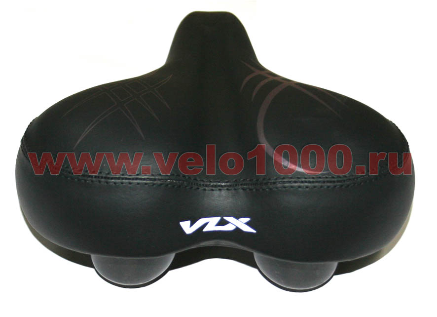 Седло комфортное 260x210мм, чёрное, с серебристыми линиями, с лого "VLX".
