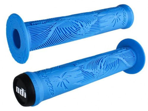 Грипсы 160мм, голубые, с фланцем, мягкий рельеф, с пластик грипстопами. для велосипеда