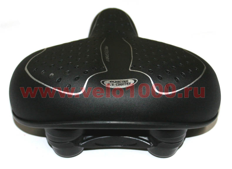 Седло комфортное 245x208мм, чёрное, с эластомерами, тиснёное кружочками, с лого "VLX ACTIVE".