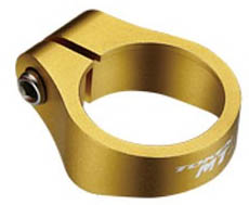 Хомут подседельный ø34.9мм, золотой, с нерж болтом, MTX лого, 22г. для велосипеда