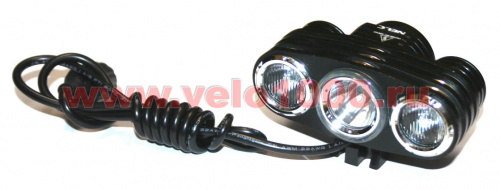 Фара передняя, 1 Cree XM-L2 T6 + 2 Cree XPG, 1800Лм, "чебурашка",аккум 8.8Ач, зарядник 8.4v, инд уп. для велосипедов 