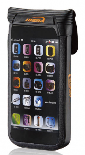 Чехол на руль для телефона с экраном 4"-5", черный, влагостойкий, с крепежом для флягодержателя. для велосипеда