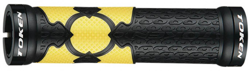 Грипсы 130мм, с 2 алюм lock-on, чёрные, желтое "МТХ" лого. для велосипеда