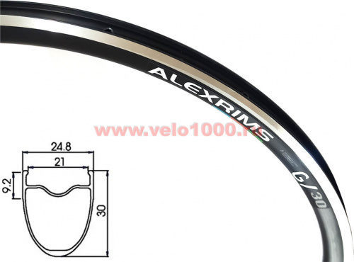 Обод двойной 700С, 622х21мм, 32отв, H=30мм, F/V, черный, шлиф стенки, Tubeless Ready, 470г. для велосипеда