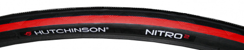 Покрышка 700x25C, жесткий корд, черно-красная, рифлёный слик, 380г. для велосипеда