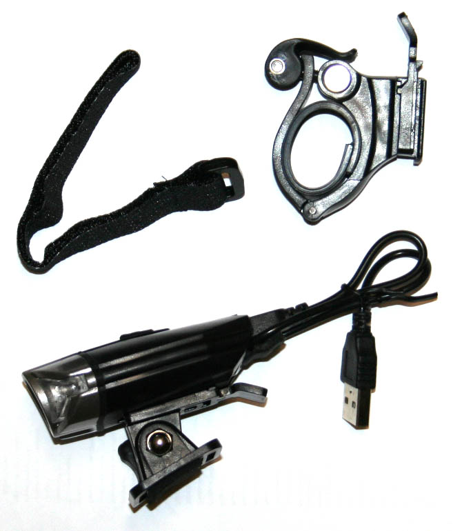 Фара передняя, 1 светодиод, 300Лм, 4 режима, черно-серая, USB зарядка аккум 1200мАч, индикатор заряд