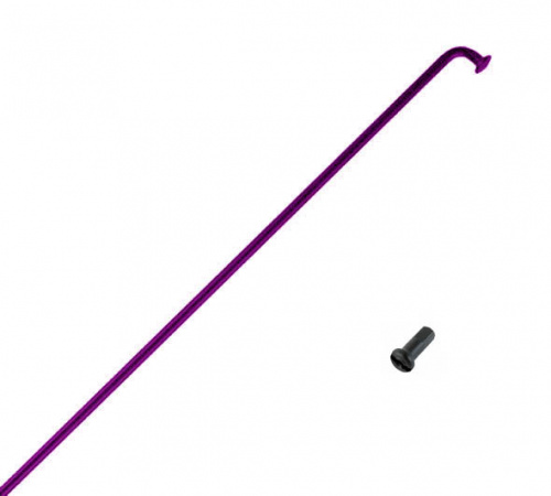 Спица G 14, L-186мм, нерж сталь, фиолетовые, с латунными чёрными ниппелями 14мм, 1уп=40шт.