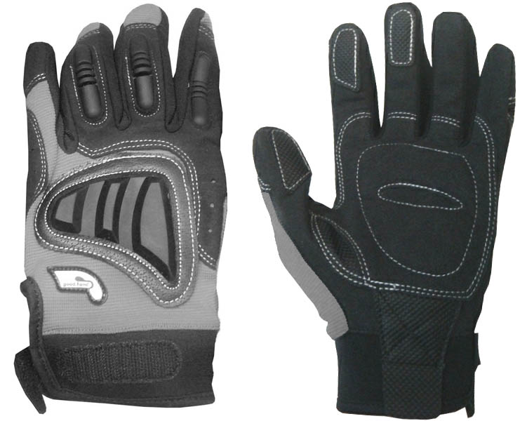Перчатки полные, M, серые: верх-Spandex+силиконовые защитные накладки, ладонь-полиуретан и гель.