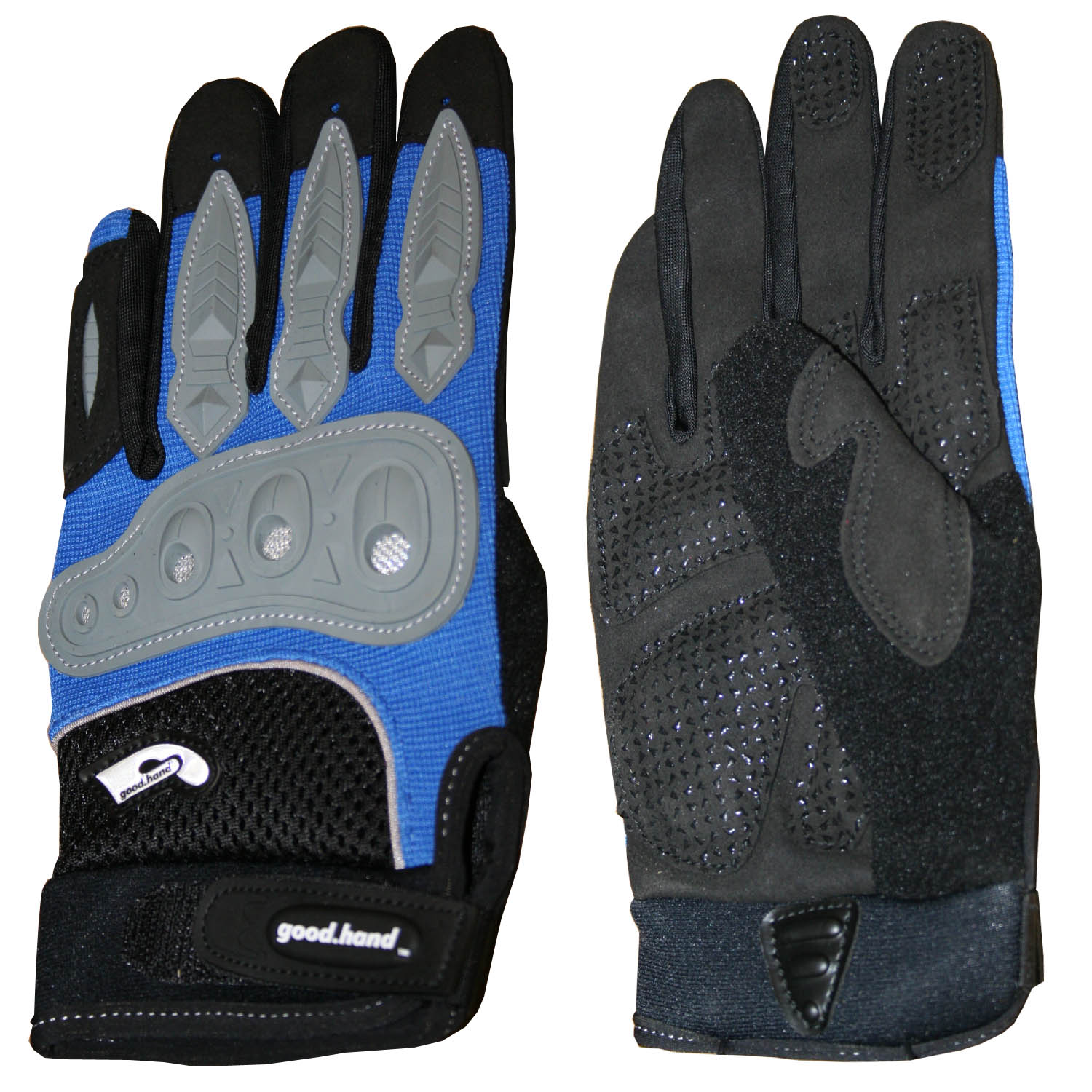 Перчатки полные, L, синие: верх-эластан с защитными накладками, ладонь-микрофибра с силиконом. 