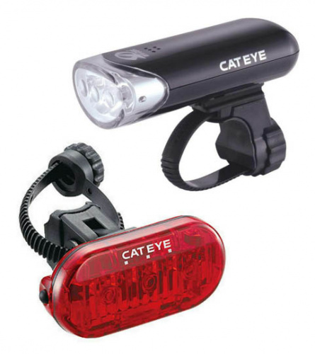 Комплект: фара НL-EL135 + фонарь TL-LD135, c батарейками. для велосипедов 