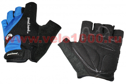 Перчатки с укороченными пальцами, M, черно-синие: верх-лайкра+неопрен, ладонь-амара+гель+ПУ. для велосипеда