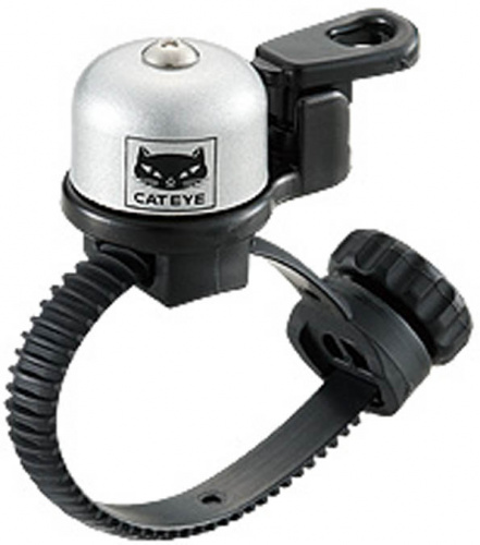 Звонок ударного типа, малый, латунный, гибкий хомут, серебристый. для велосипеда