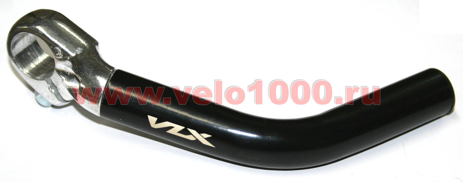 Рога на руль алюм, кривые длинные, чёрно-серебристые, VLX лого.