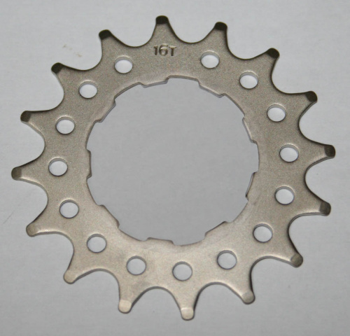 Звезда 16Tx3/32" шлицевая, CR-MO, для втулки Single Speed или кассетной втулки, серая. для велосипеда