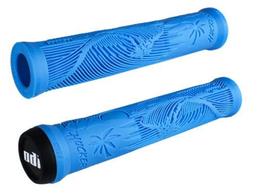 Грипсы 160мм, голубые, без фланца, мягкий рельеф, с пластик грипстопами. для велосипеда